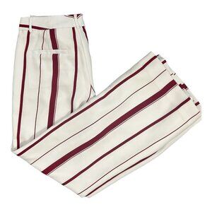 Banana Republic Women's Blake-Fit Stripe Wide-Leg Pant Red Stripe Lined SIZE 4